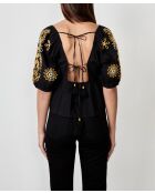 Blusa nera ricamata Tiva