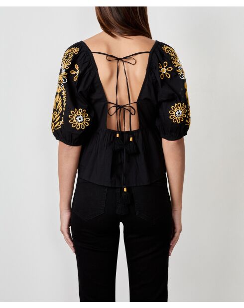 Blusa negra bordada Tiva