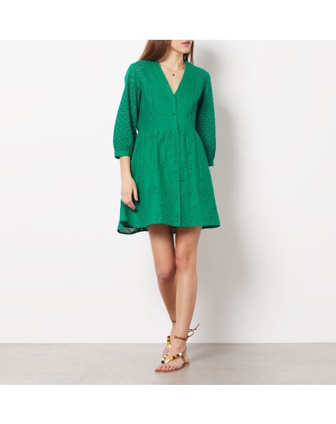 Abito Tully verde ricamato