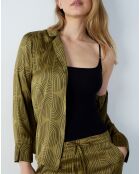 Nasir shirt met groene achtergrondprint