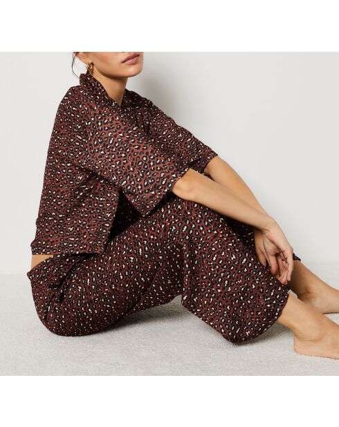 Lunah-broek met bruine achtergrondprint