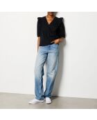 Zwarte blouse met borduursel Jasmin