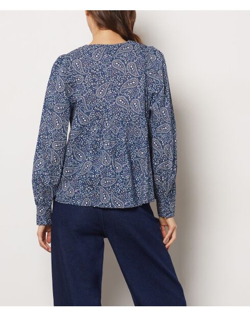 Blusa Suzon blu verde stampata