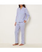 Cleeo blauw gestreepte broek