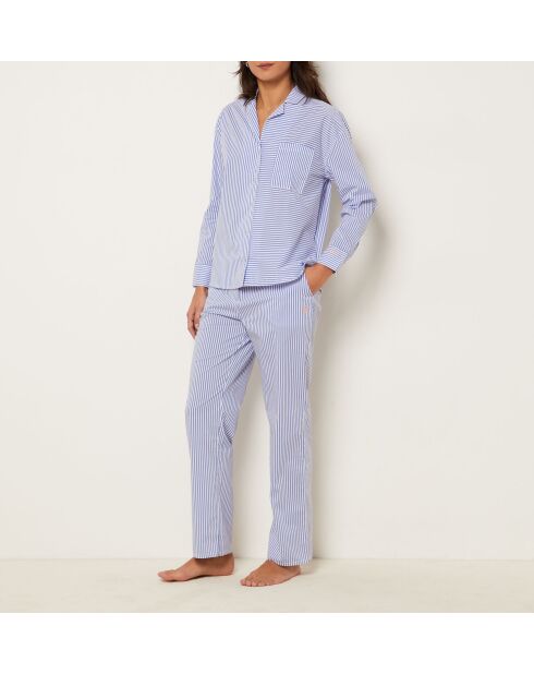 Cleeo blauw gestreepte broek