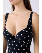 Arma Polky klassiek badpak uit één stuk zonder schelp, witte print op zwarte achtergrond