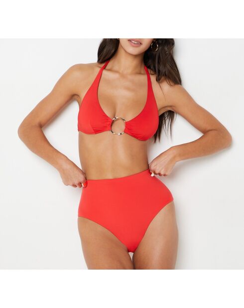 Braguitas de bikini de cintura alta con estampado rojo