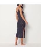 Beso b schwarzes langes Kleid mit dünnen Trägern