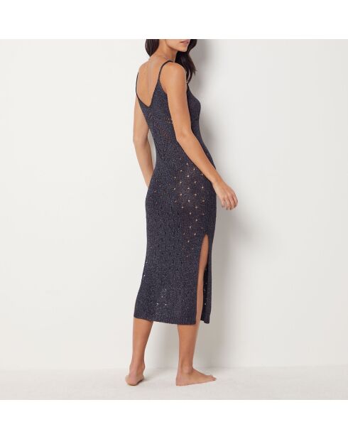 Beso b schwarzes langes Kleid mit dünnen Trägern