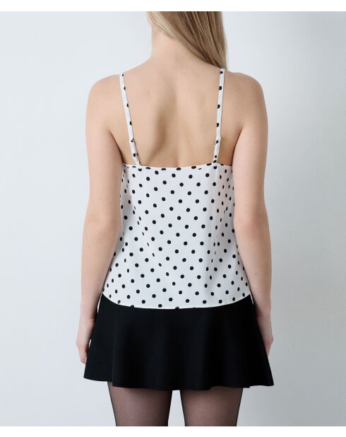 Canotta Elvis con motivo a pois neri su sfondo bianco