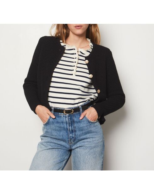 Fasie schwarze Strickjacke