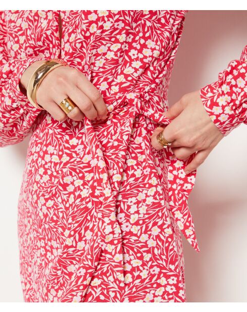 Toco jurk bedrukt met koraalkleurige achtergrond