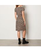 Beige/zwarte jurk van Tokoma met luipaardpatroon