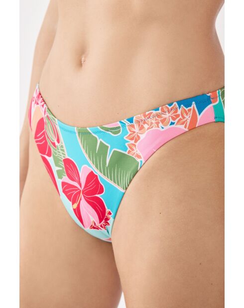 Blaugrüne bedruckte Hibiskus-Bikinihose