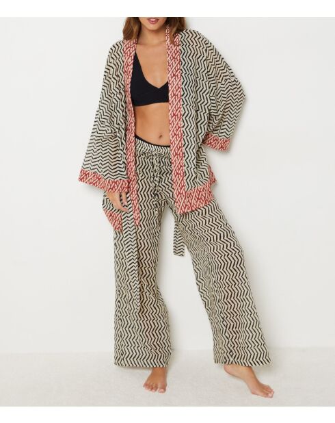 Bily b broek met beige en zwarte print