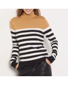 Criss ecru gestreepte trui met col