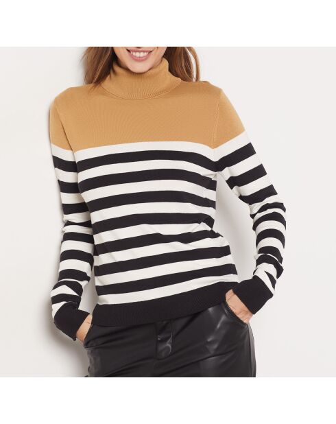 Criss ecru gestreepte trui met col