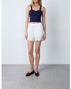 Bestickte ecrufarbene Shorts Victorine