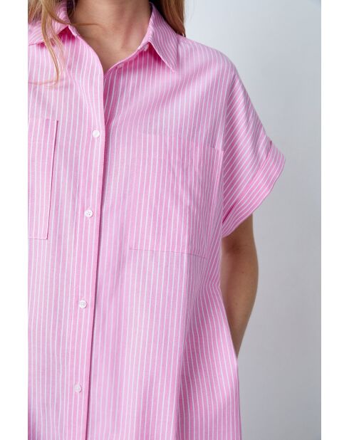 Calin rox roze en wit gestreepte jurk