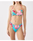 Tanga hibisco con estampado verde azulado