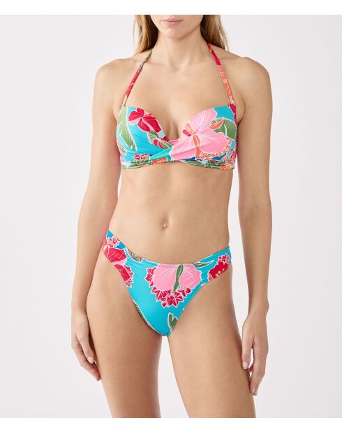 Hibiscus-string met blauwgroene print