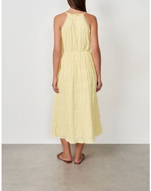 Lichtgele geborduurde Tashou-jurk