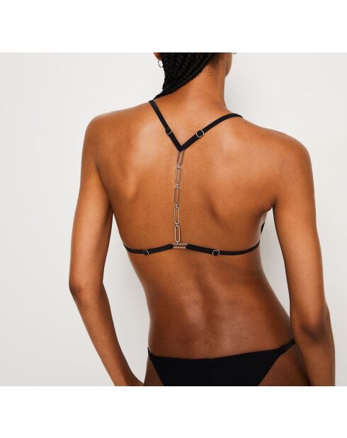 Schwarzer Triangel-BH mit Riemen ohne Bügel und ohne Schale