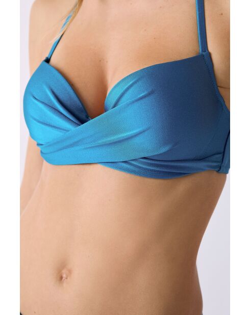 Klassieke push-up bh met beugel en schelp Negara eendenblauw
