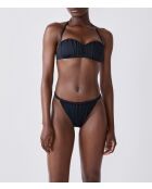 Schwarze brasilianische Bikinihose Luarca mit hohem Beinausschnitt