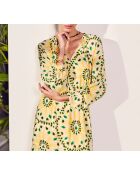 Abito giallo brillante con stampa San Valentino