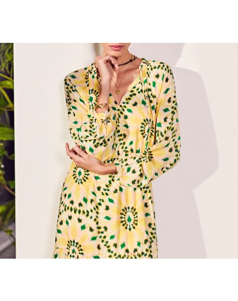 Felgele jurk met Valentijnsprint