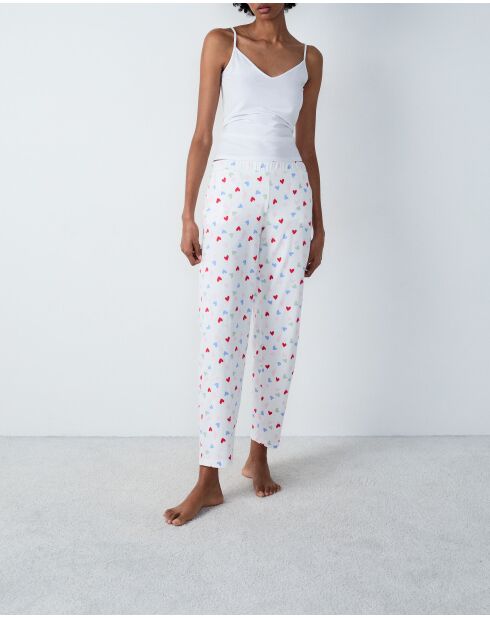Ecru broek Pabou met hartjespatroon