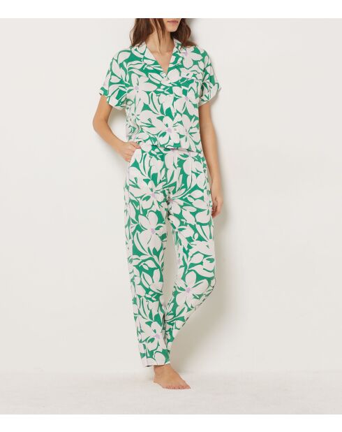 Pantalon Vyns imprimé fond vert