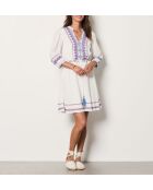 Ecru geborduurde jurk Hakan