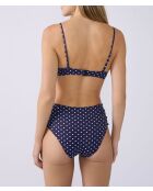 Klassischer BH mit Bügel ohne Schale Samt bedruckt weiß mit marineblauem Hintergrund