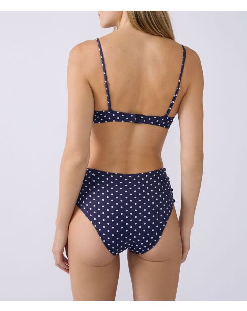 Klassischer BH mit Bügel ohne Schale Samt bedruckt weiß mit marineblauem Hintergrund