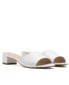 Mules à talon CA-264 texturé effet coco blancs