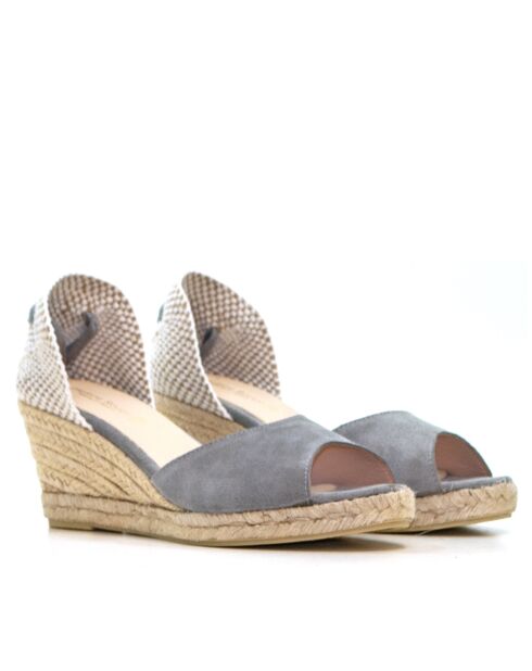 Sandales compensées Ana Belen grises - Talon : 6,5 cm