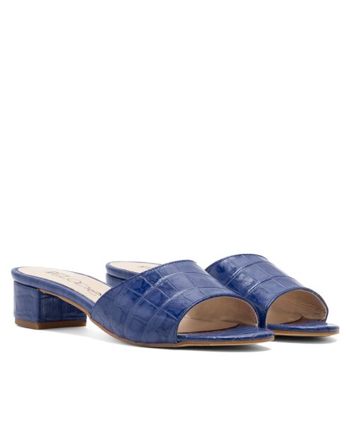 Mules à talon CA-264 texturé effet coco bleues