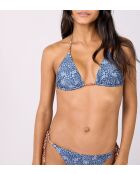 Annie patchwork blauwgroene driehoeksbeha met print zonder beugel en zonder schelp.