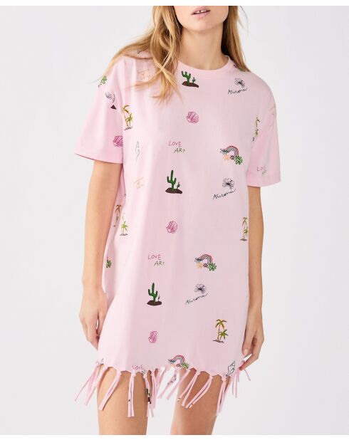 Roze Arizonalove korte jurk met korte mouwen