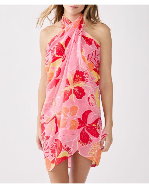 Hibiscus B Pareo mit rosa Hintergrund