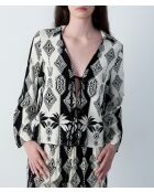 Negligee Nalani con stampa ecru e nera