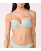 Klassischer Push-up-BH mit Bügel und Muschel, Anchusa-Print auf weißem Hintergrund