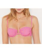 Klassischer BH von Manzania ohne Bügel und ohne Muschel, bedruckter rosafarbener Hintergrund
