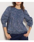 Blusa Suzon blu verde stampata