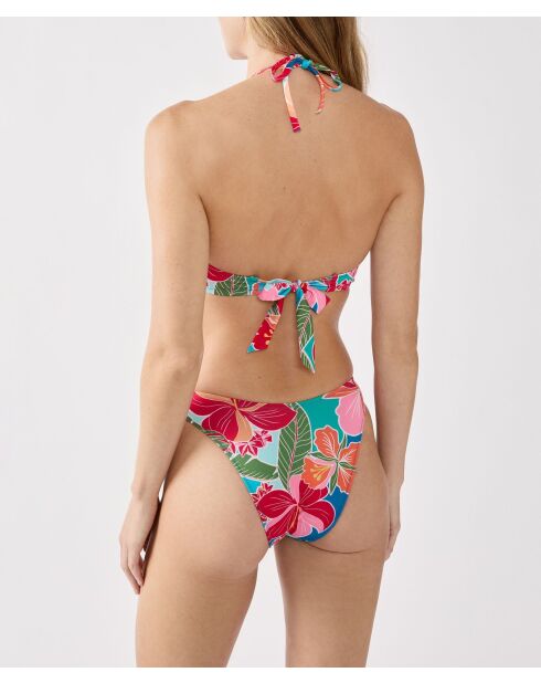 Hibiskusblau-grün bedruckter Triangel-BH ohne Bügel und ohne Schale