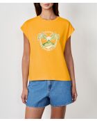 Orangegelbes Gummi-T-Shirt