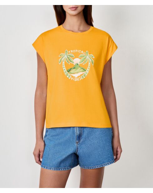 Orangegelbes Gummi-T-Shirt