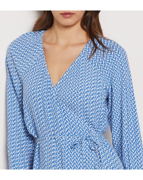 Azurblaues bedrucktes Kleid Telma